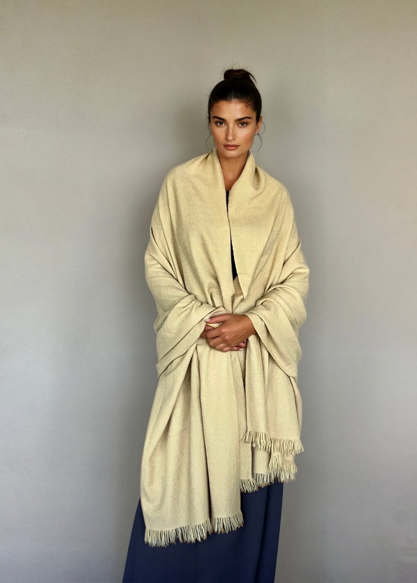 Heavyweight Plant-Dyed Cashmere Wrap | Mustard