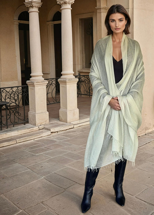 Celadon Pure Cashmere Wrap | Hand-loomed Luxury Scarf
