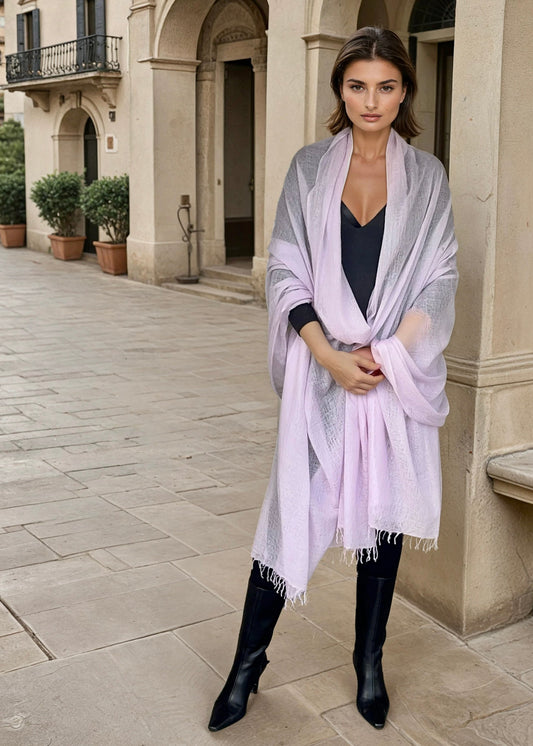 LAVENDER Pure Cashmere Wrap / Hand-loomed Luxury Scarf