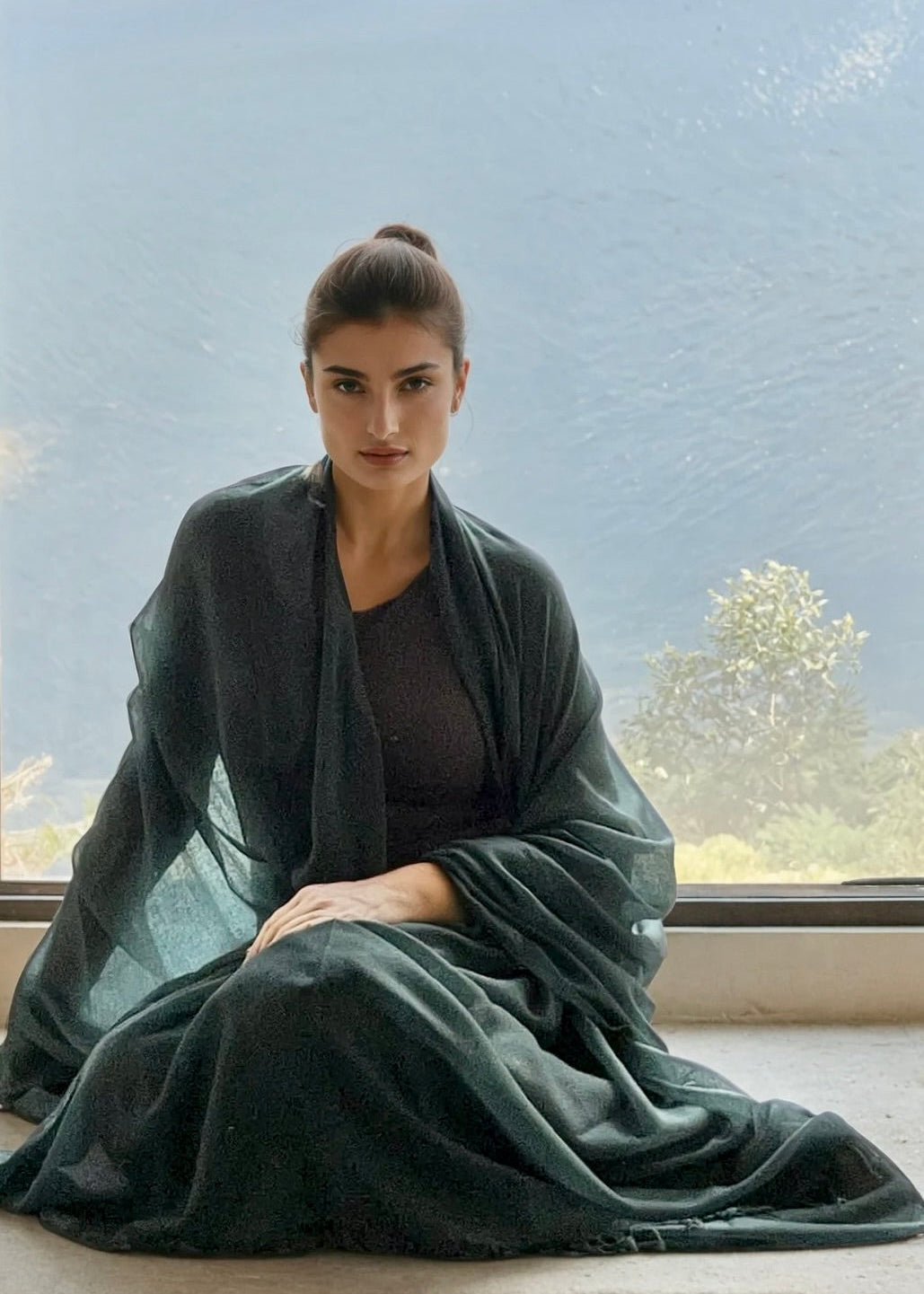 Midnight Teal Cashmere Wrap | 100% Handwoven Luxury Shawl