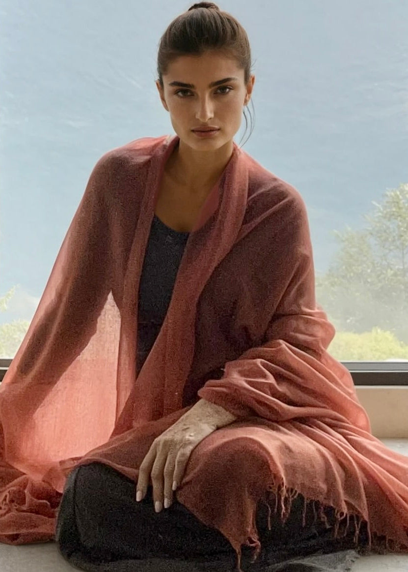 Burnt Sienna Cashmere Wrap | 100% Handwoven Luxury Shawl