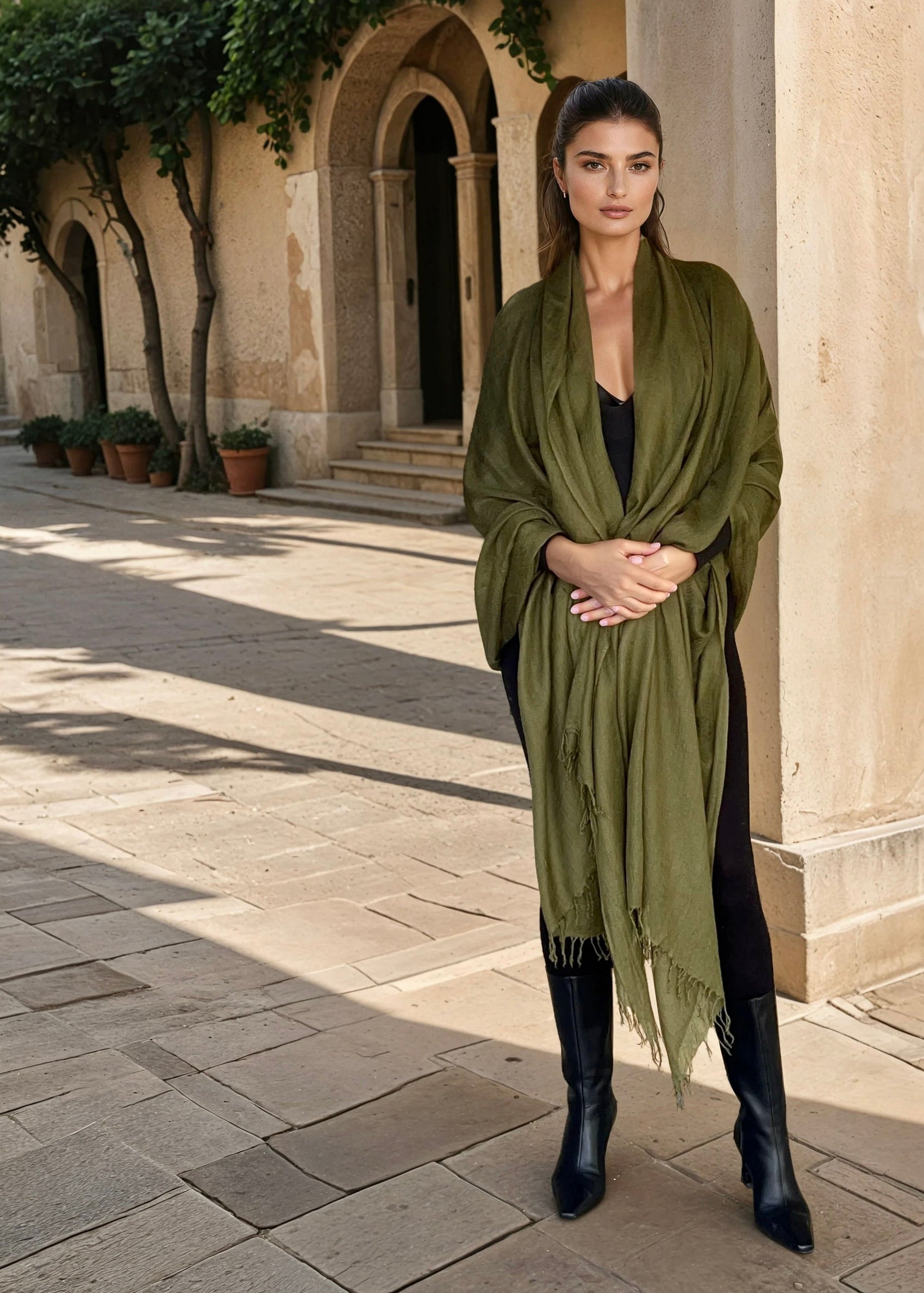 Olive Green | Handloom Luxury Scarf Wrap