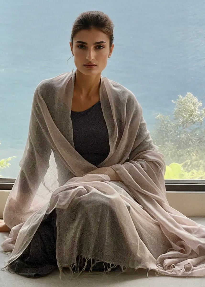Lavender Grey Cashmere Wrap | 100% Handwoven Luxury Shawl