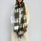Forest Green, Brown & White Cashmere Wrap | Hand-loomed Luxury Scarf | Limited Edition