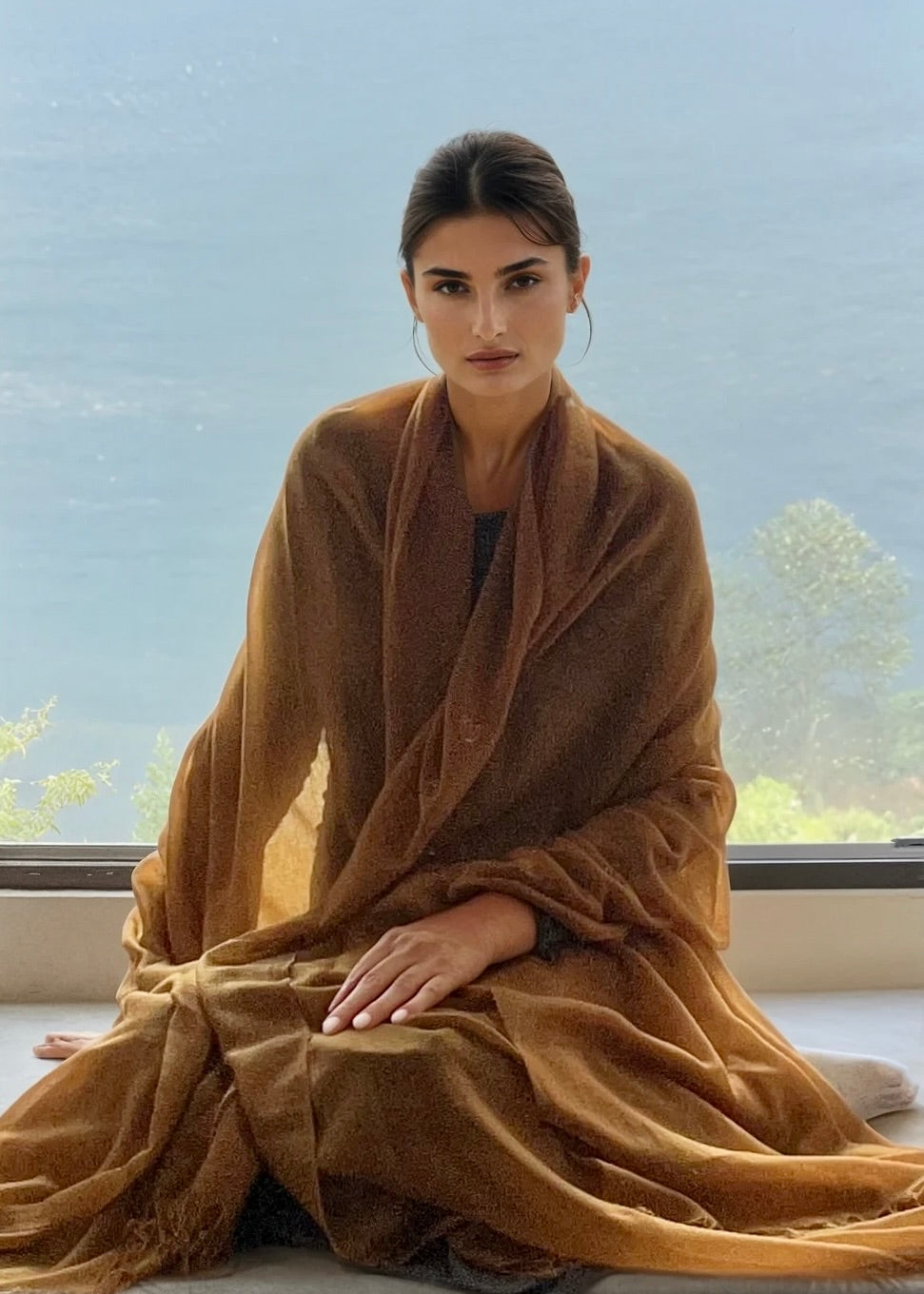 Burnt Bronze Handloom Cashmere Wrap - Luxury Scarf | Cashmere Luxe