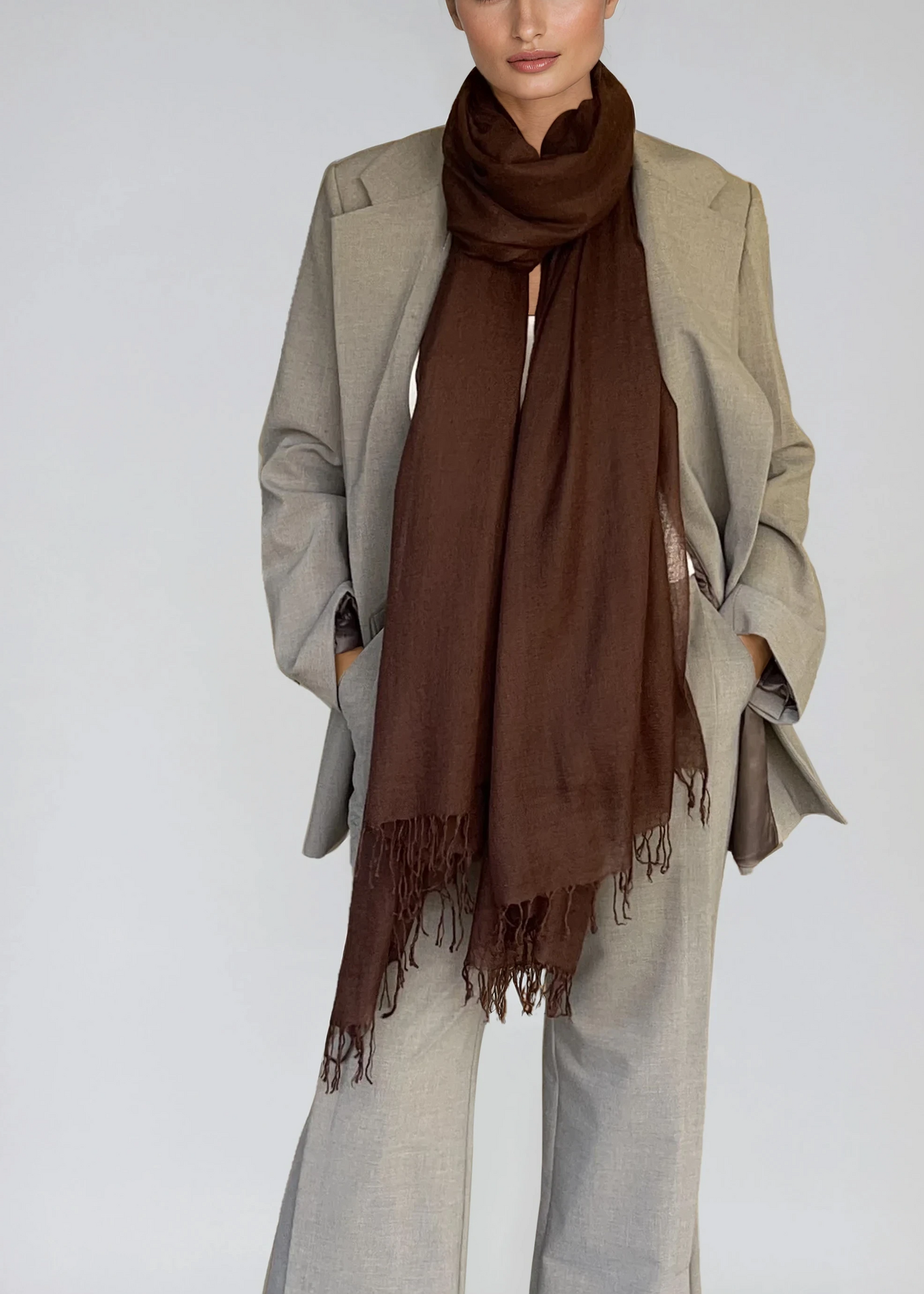 Earth Brown Handwoven Cashmere Wrap
