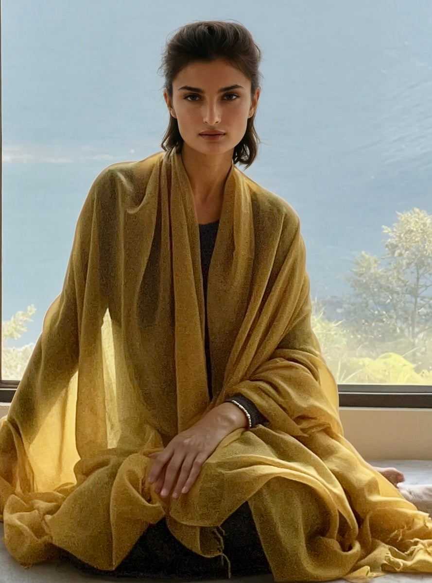 Saffron Cashmere Wrap – Handloom Himalayan Luxury Scarf