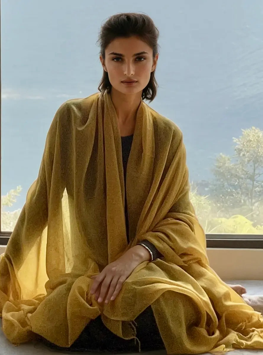 Saffron Cashmere Wrap – Handloom Himalayan Luxury Scarf