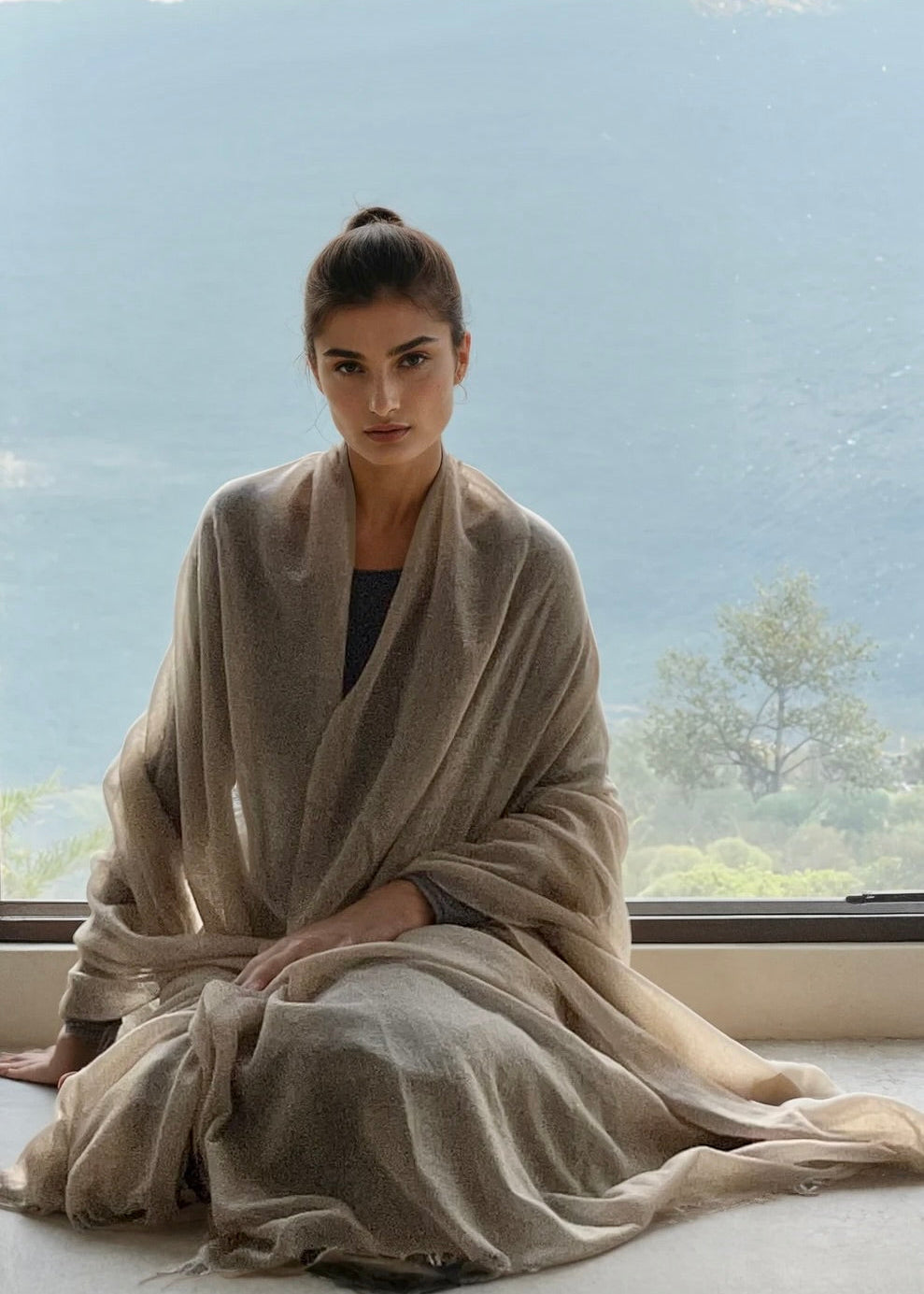 وشاح من الكشمير الطبيعي | وشاح فاخر منسوج يدويًا