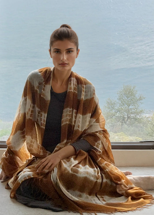 Premium Bronze Brown Handwoven Cashmere Wrap - Limited Edition Luxury