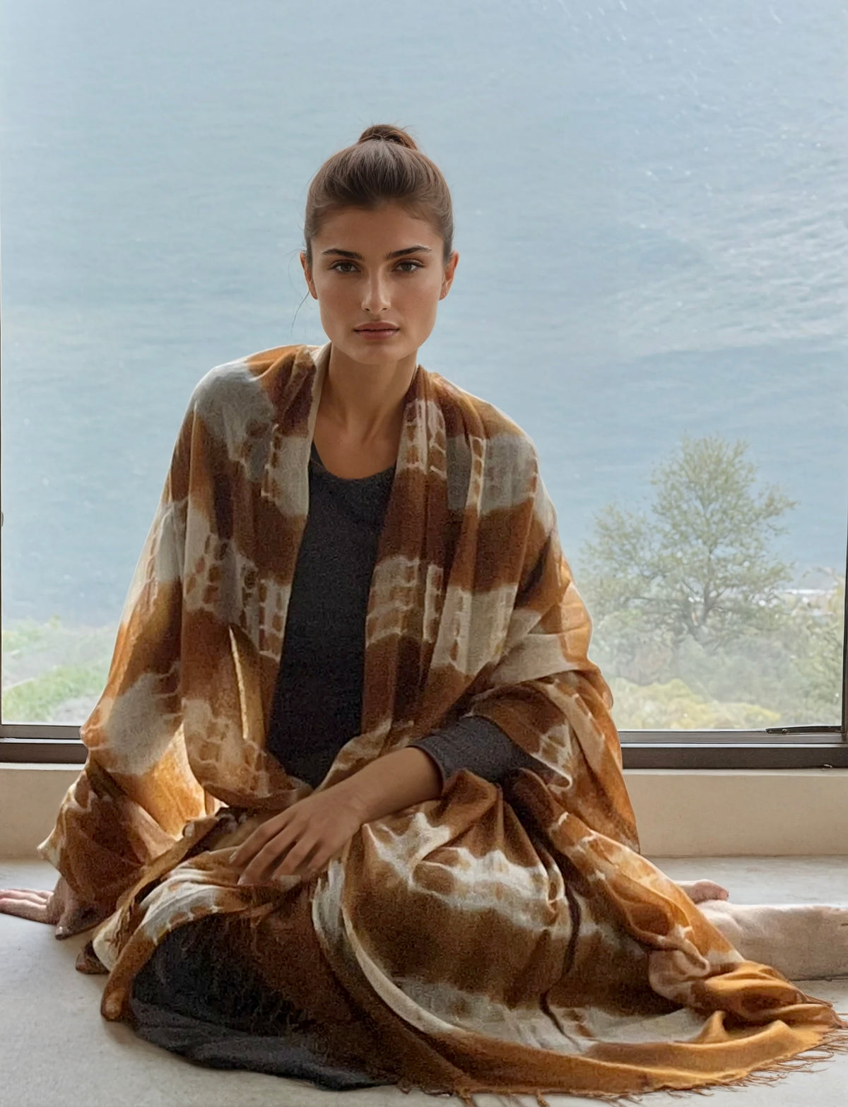 Premium Bronze Brown Cashmere Wrap – Handwoven Himalayan Limited Edition