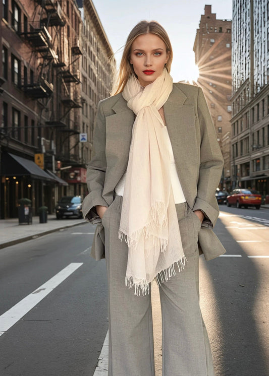 Soft Pink Pure Cashmere Wrap | Hand-loomed Luxury Scarf