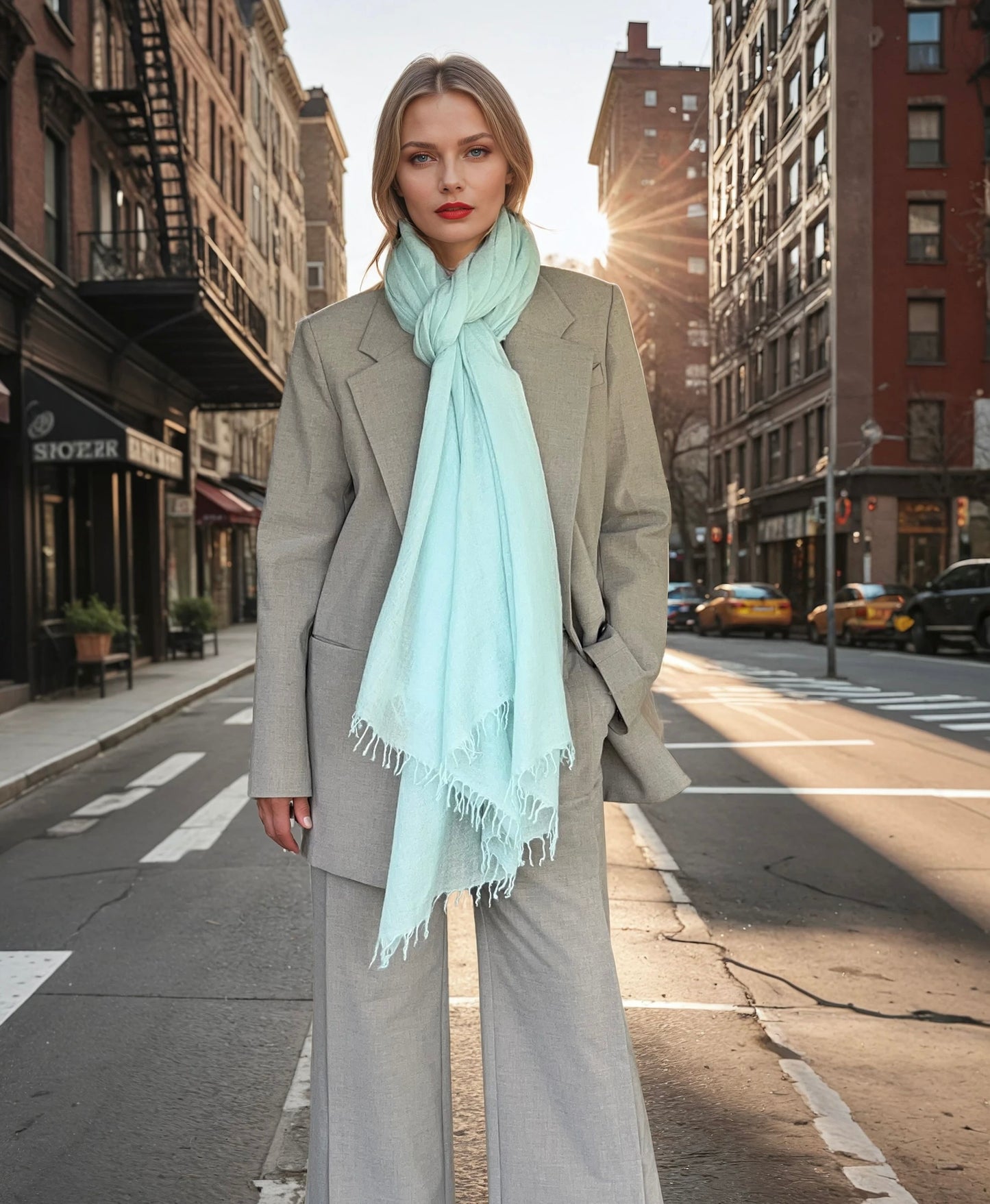 Opal Blue Cashmere Wrap | Hand-loomed Luxury Scarf