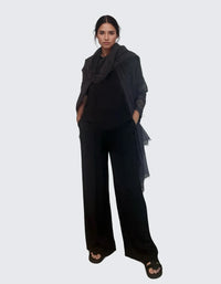 LIGHT-WEIGHT CASHMERE WRAP- CHARCOAL