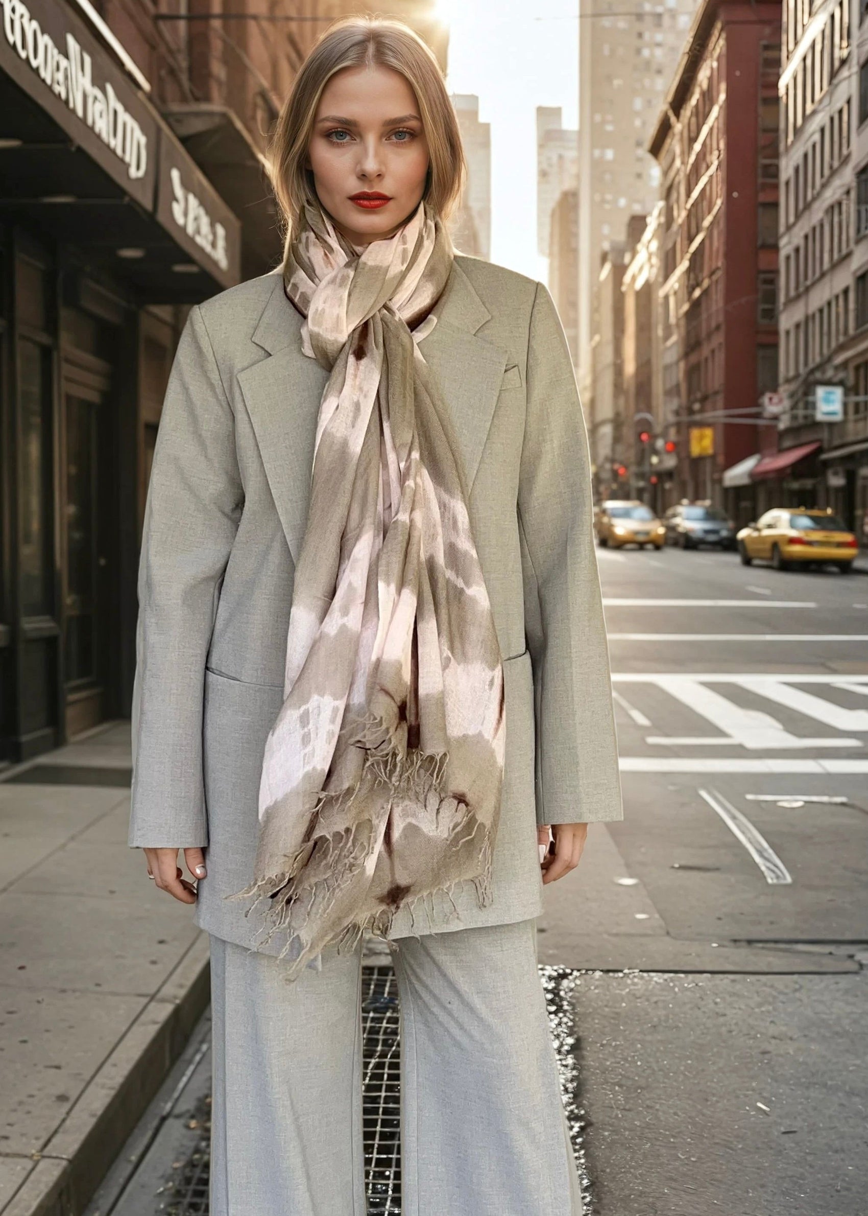 Taupe & Soft Pink | Hand-Woven Extra Large Cashmere Wrap | Limited Edition