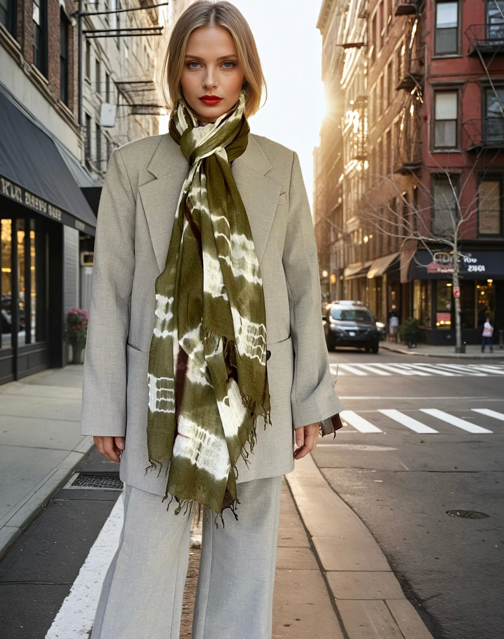 Forest Green, Brown & White Cashmere Wrap | Hand-loomed Luxury Scarf | Limited Edition