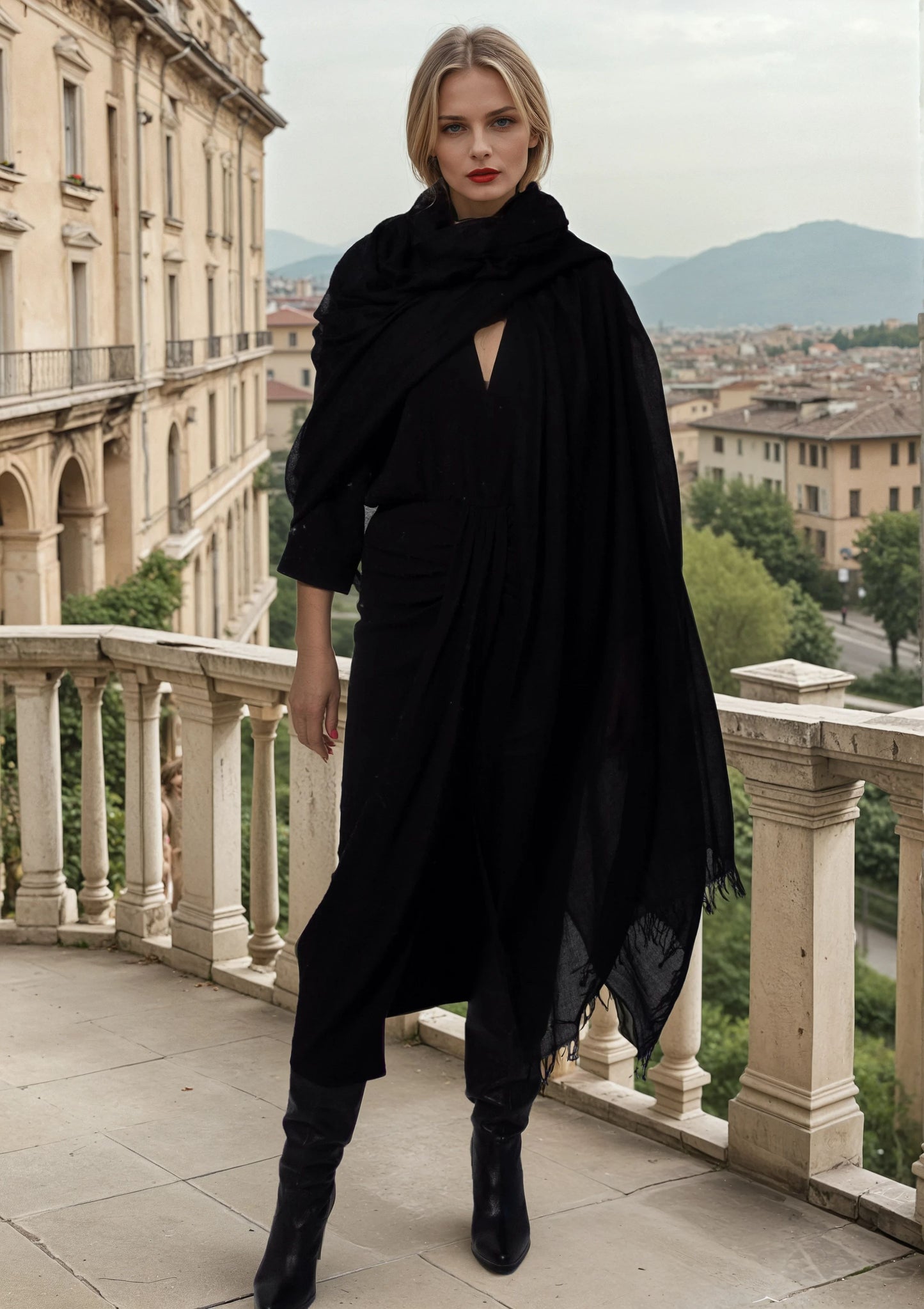 PURE CASHMERE WRAP BLACK