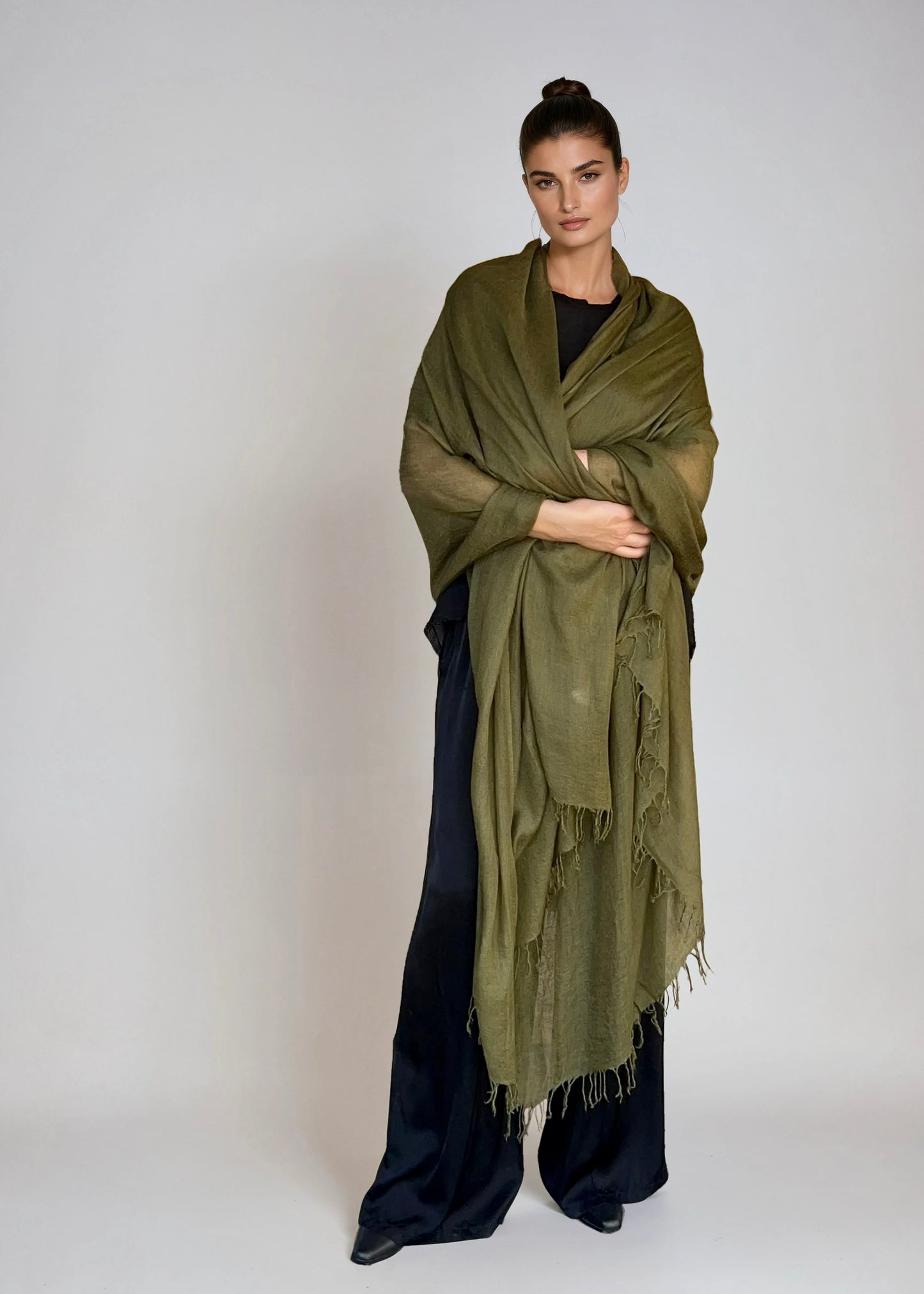 Olive Green | Handloom Luxury Scarf Wrap