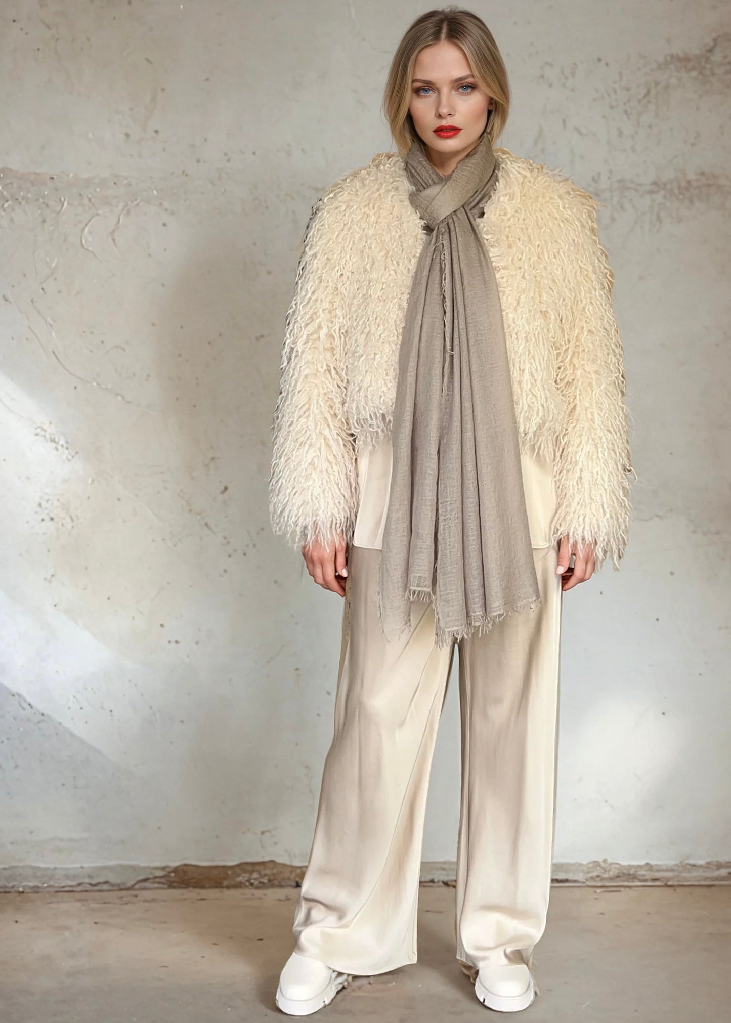 Premium Dove Mist Spring Wrap - Luxury Lightweight Designer Shawl