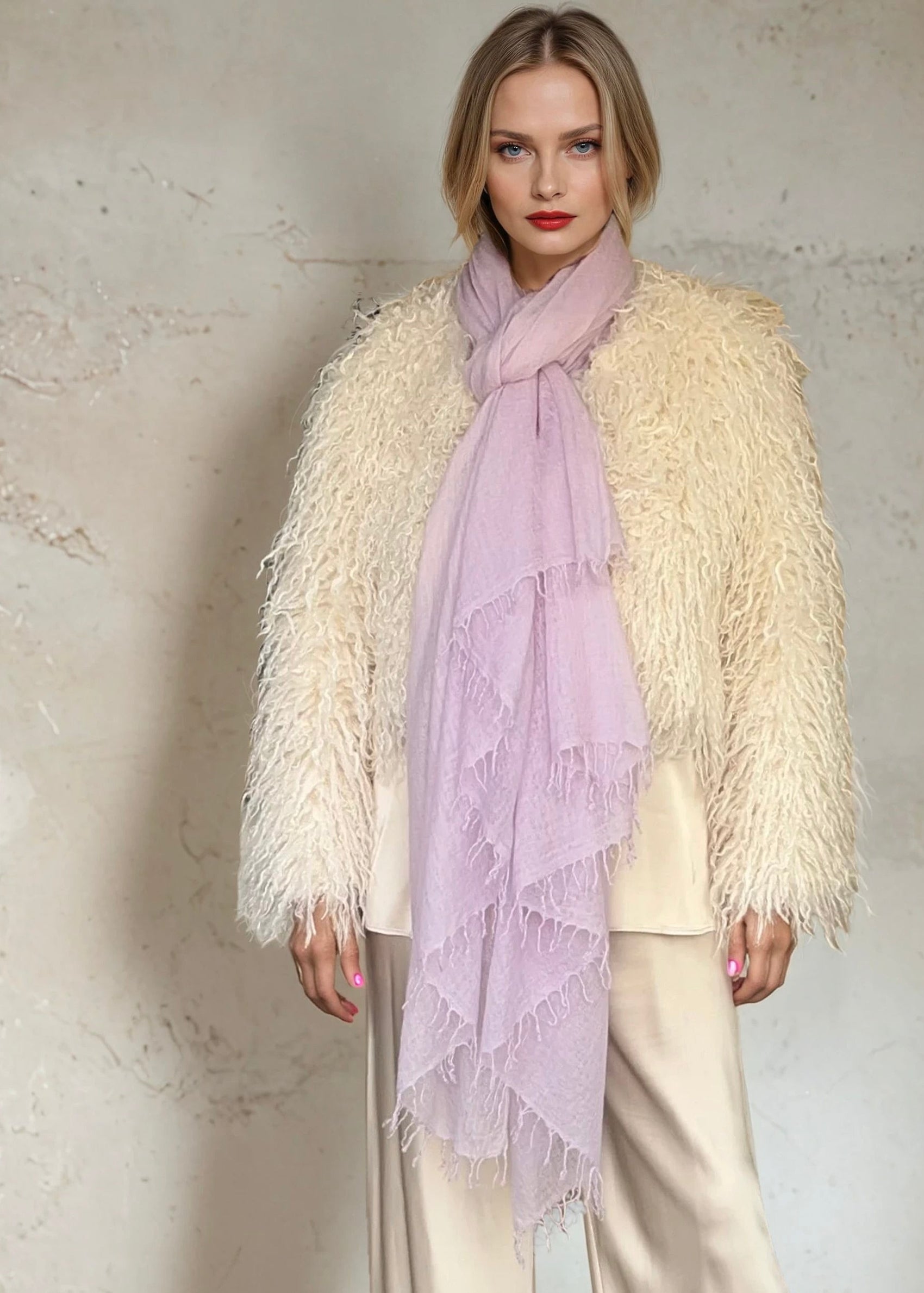 Premium Lavender Pure Cashmere Wrap - Handwoven Himalayan Luxury Scarf