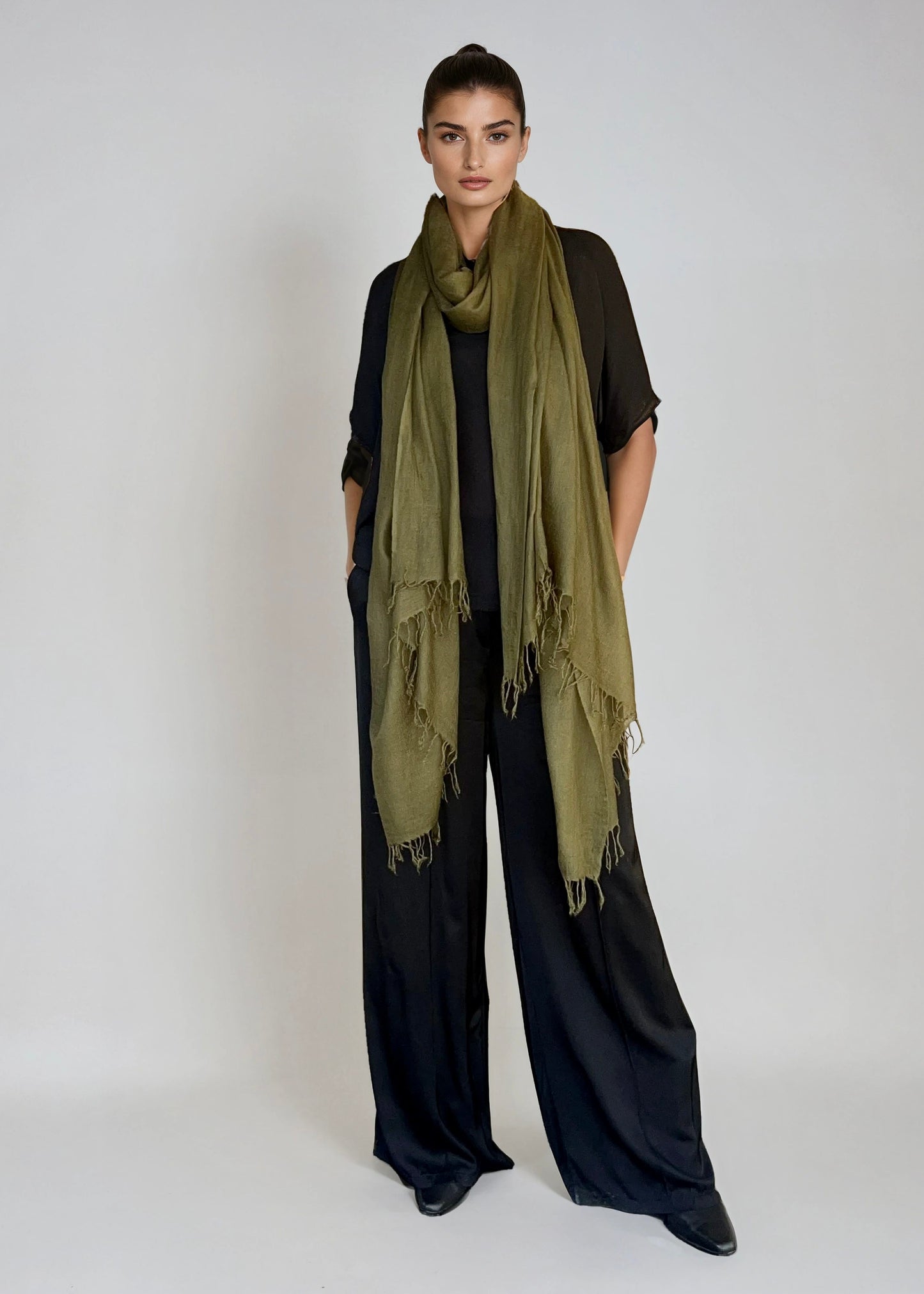 Olive Green | Handloom Luxury Scarf Wrap