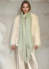 Premium Celadon Pure Cashmere Wrap - Handwoven Himalayan Luxury Scarf