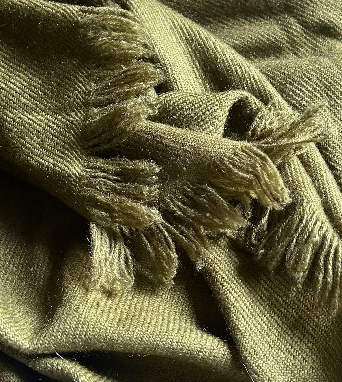 Olive Green Handwoven Pure Cashmere Wrap Heavy Weight