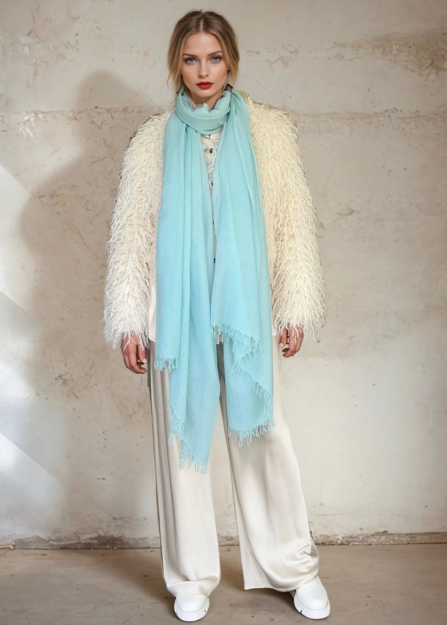REINES KASCHMIR-OPALBLAUES WRAP