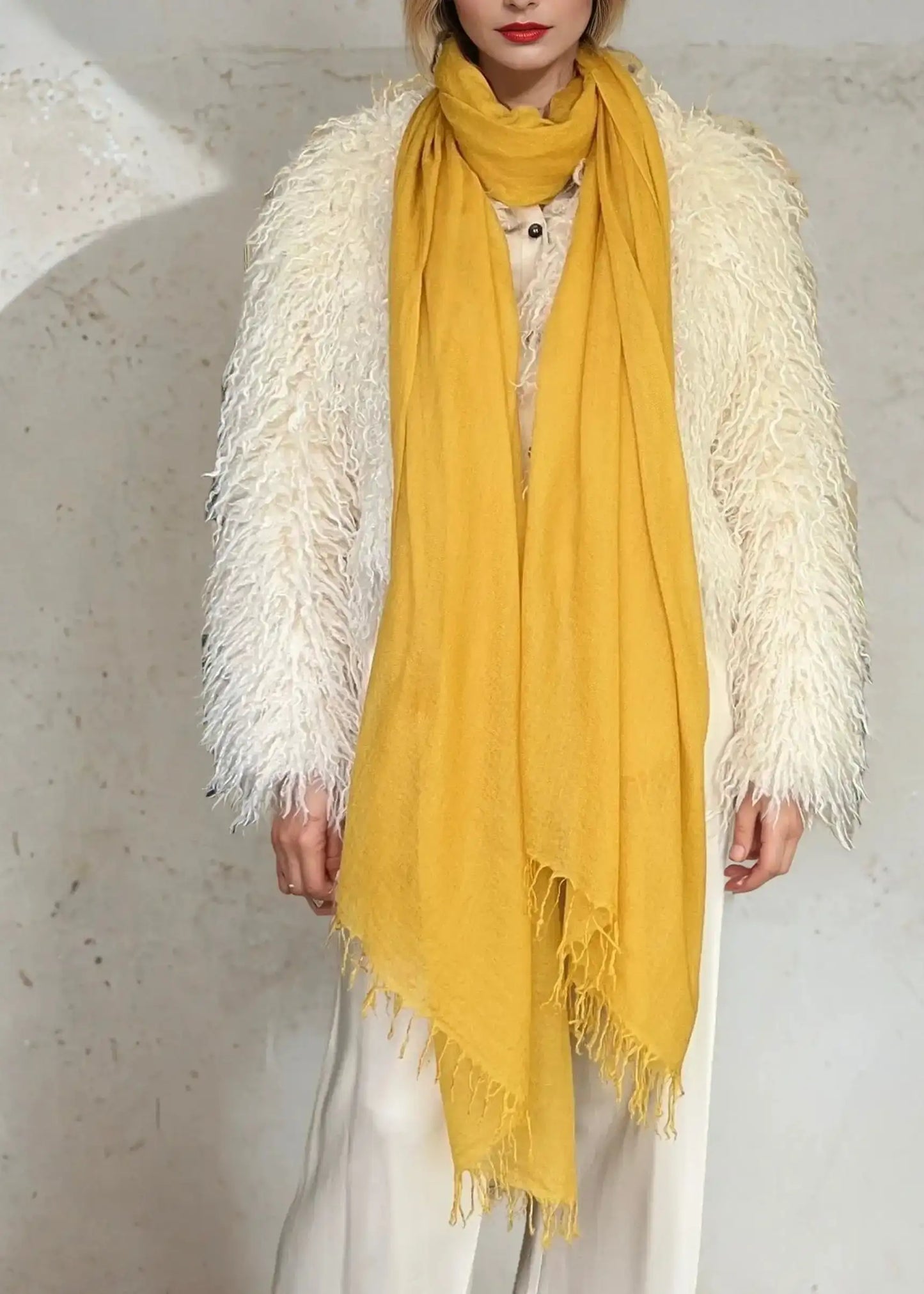 Saffron Cashmere Wrap – Handloom Himalayan Luxury Scarf