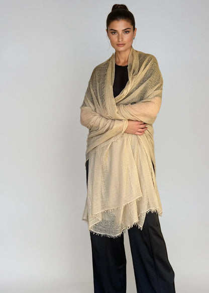 Vanilla Cream Cashmere Wrap | Light Weight Shawl