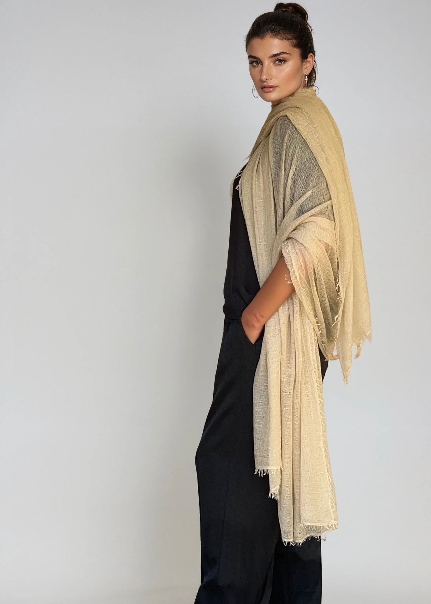 Vanilla Cream Cashmere Wrap | Light Weight Shawl