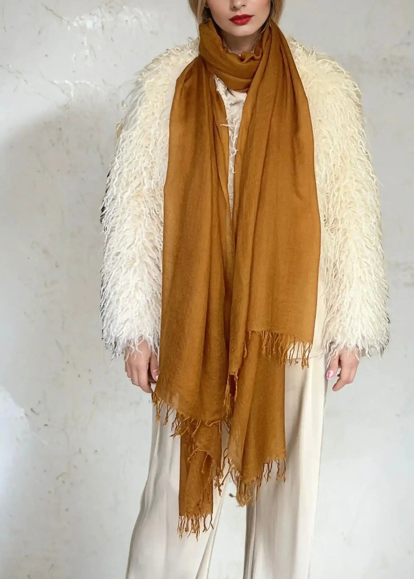 Burnt Bronze Cashmere Wrap – Handloom Himalayan Luxury Scarf