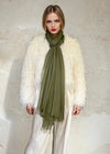 Olive Green Handloom Cashmere Wrap - Luxury Scarf | Cashmere Luxe