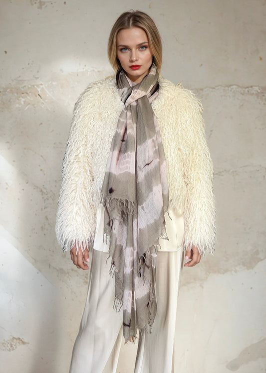 Premium Taupe & Soft Pink Hand-Woven Cashmere Wrap - Limited Edition Luxury