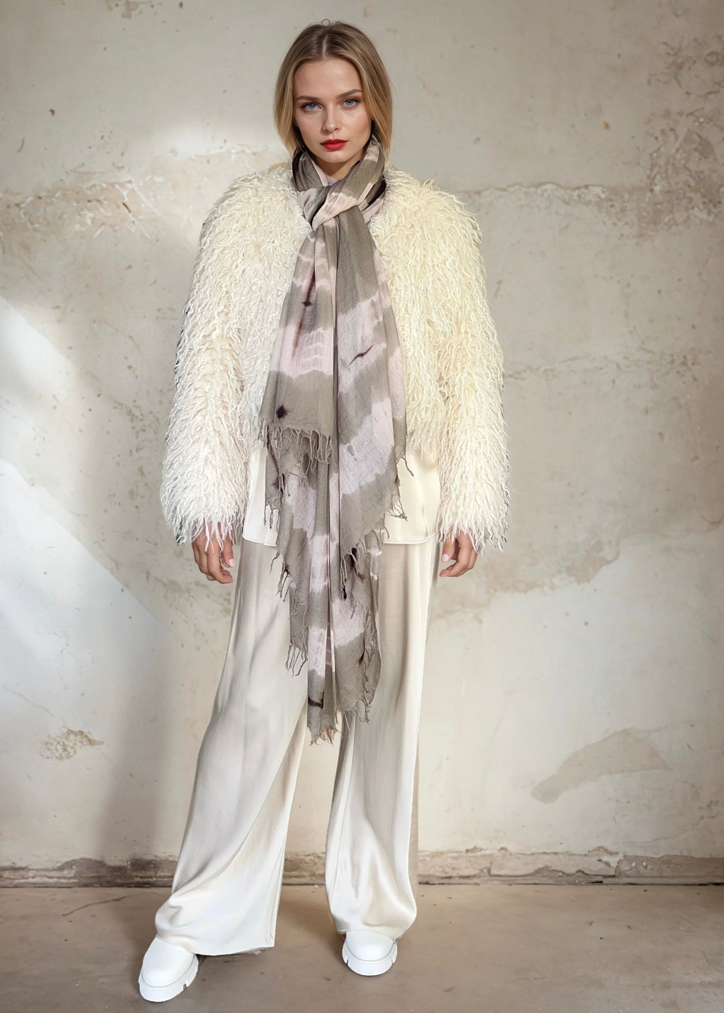 Premium Taupe & Soft Pink Hand-Woven Cashmere Wrap - Limited Edition Luxury