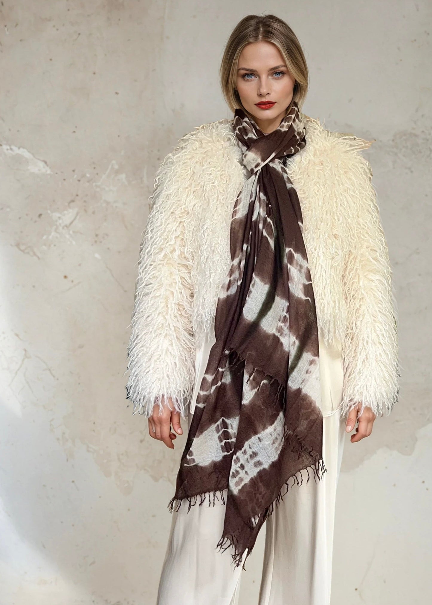 Premium Earth Brown Forest Green Hand Woven Cashmere Wrap - Limited Edition Luxury