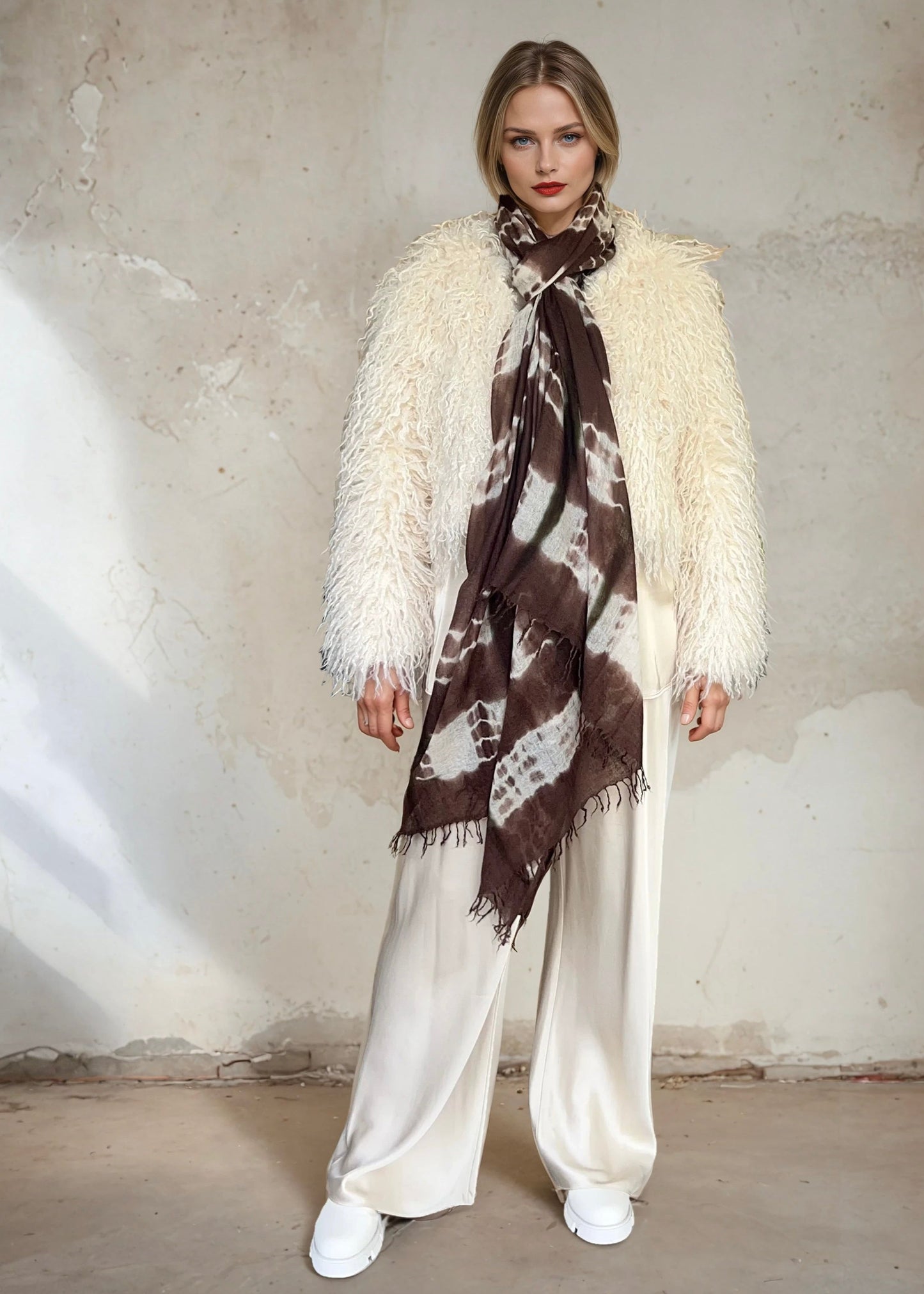 Premium Earth Brown Forest Green Hand Woven Cashmere Wrap - Limited Edition Luxury