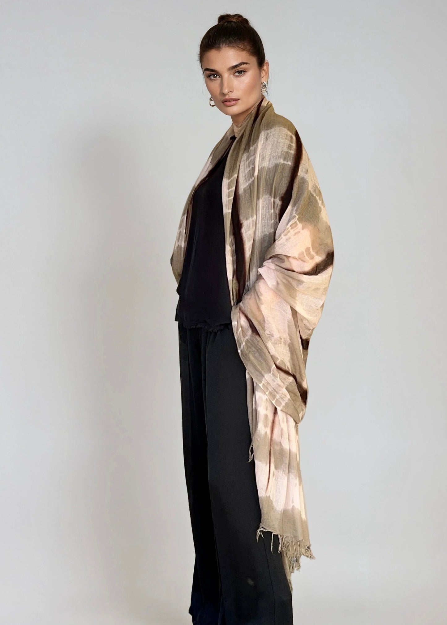 Taupe & Soft Pink | Hand-Woven Extra Large Cashmere Wrap | Limited Edition