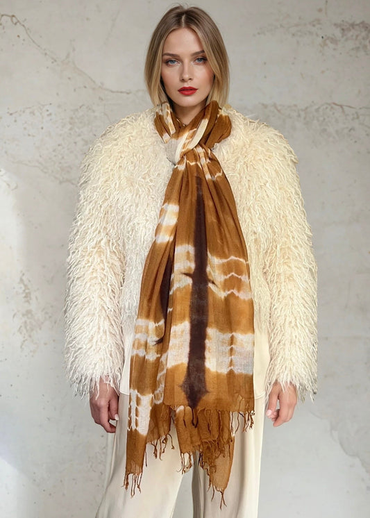 Premium Bronze Brown Handwoven Cashmere Wrap - Limited Edition Luxury