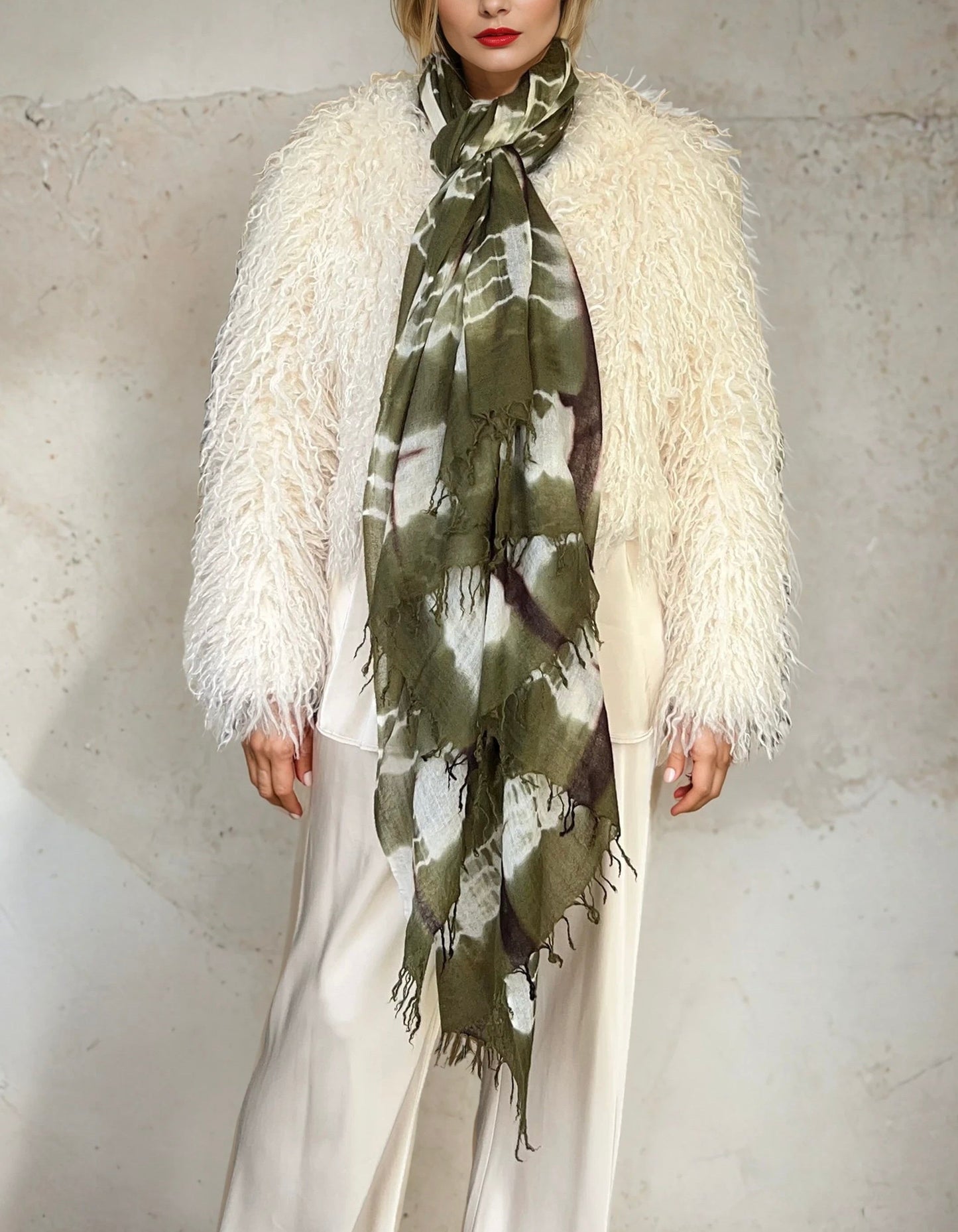 Forest Green, Brown & White Cashmere Wrap – Handloom Himalayan Limited Edition