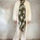 Forest Green, Brown & White Cashmere Wrap | Hand-loomed Luxury Scarf | Limited Edition