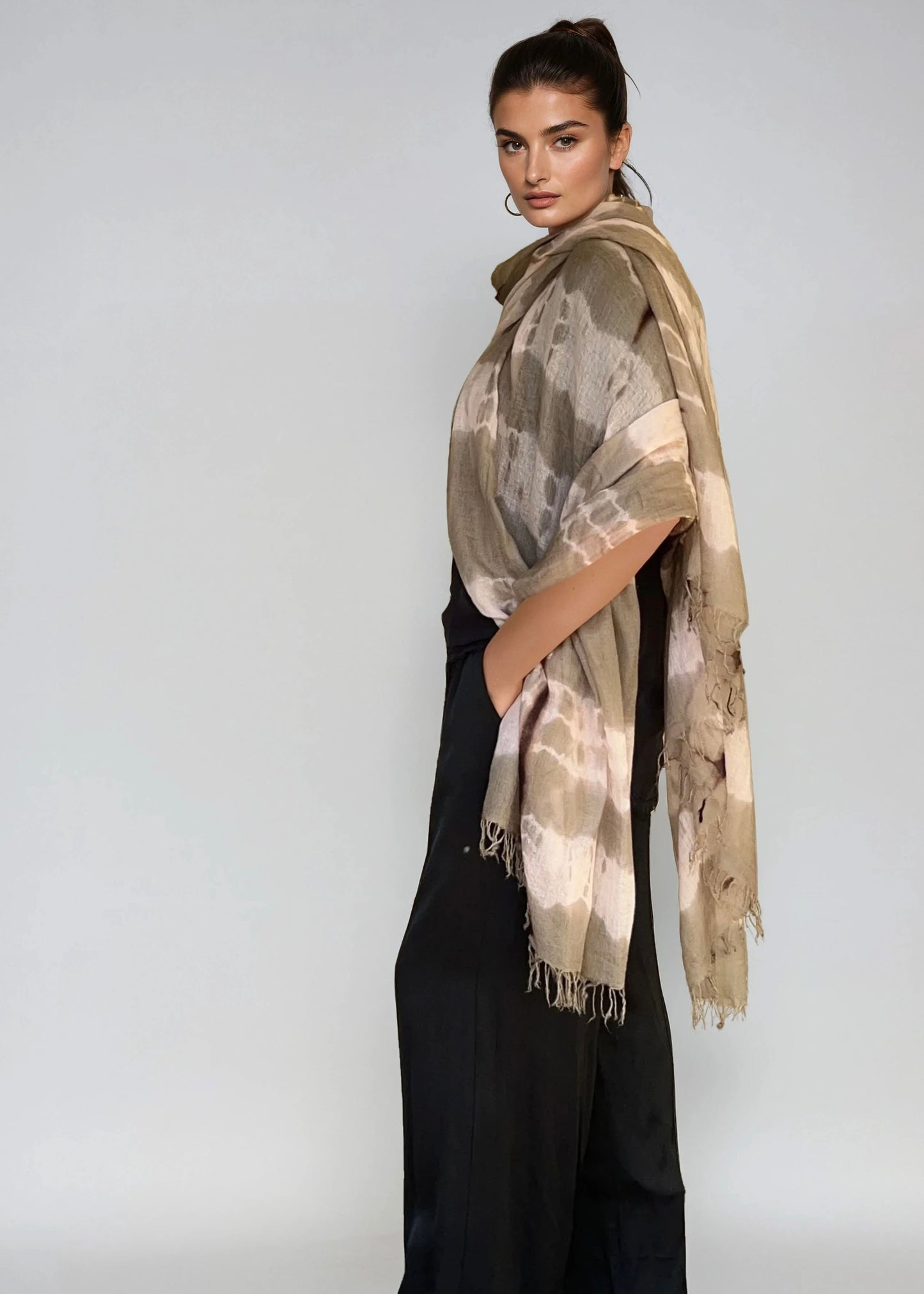 Taupe & Soft Pink | Hand-Woven Extra Large Cashmere Wrap | Limited Edition