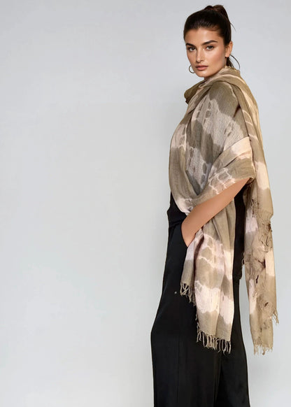 Premium Taupe & Soft Pink Hand-Woven Cashmere Wrap - Limited Edition Luxury