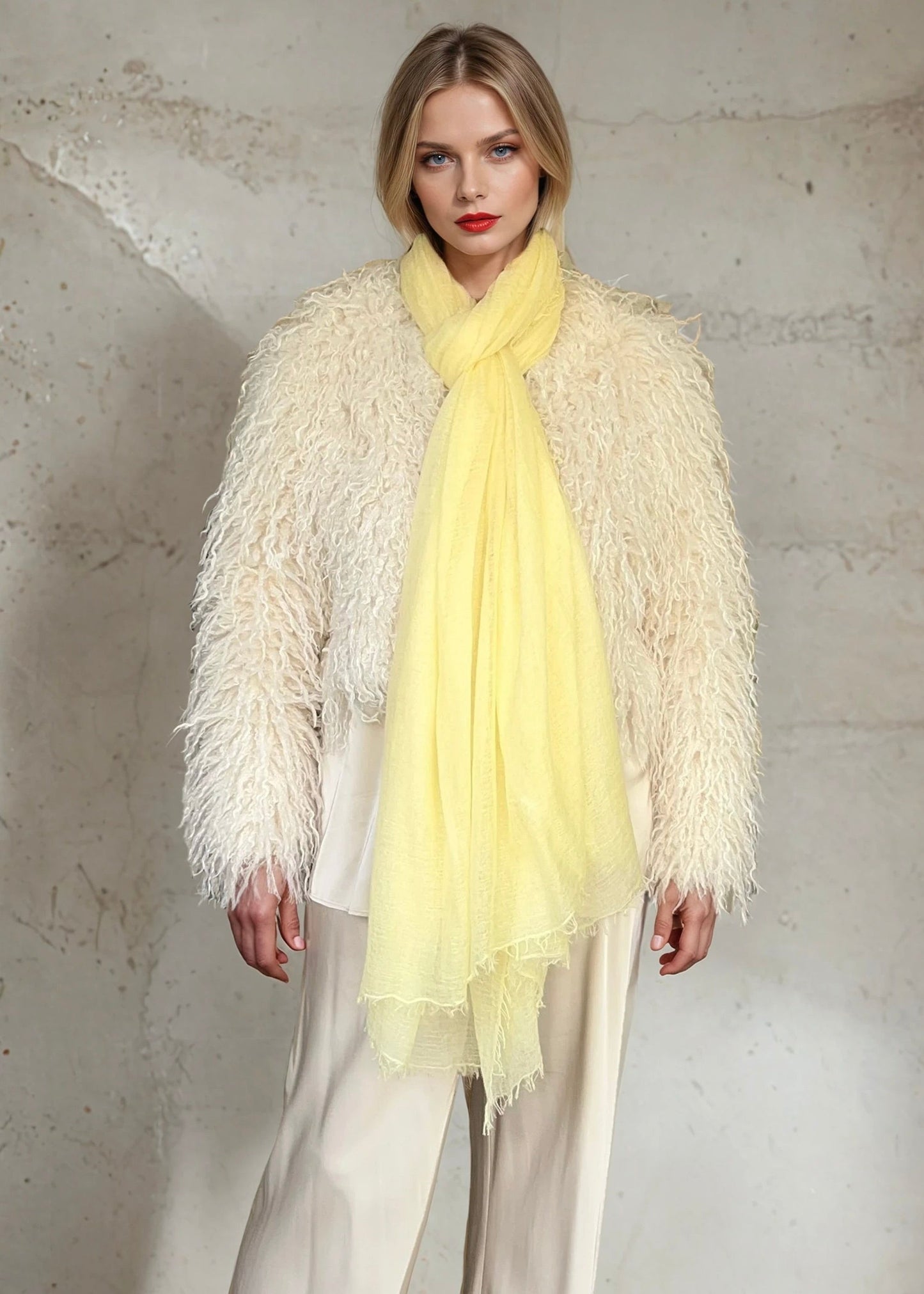 Premium Marigold Mist Cashmere Wrap - Luxury Lightweight Designer Shawl