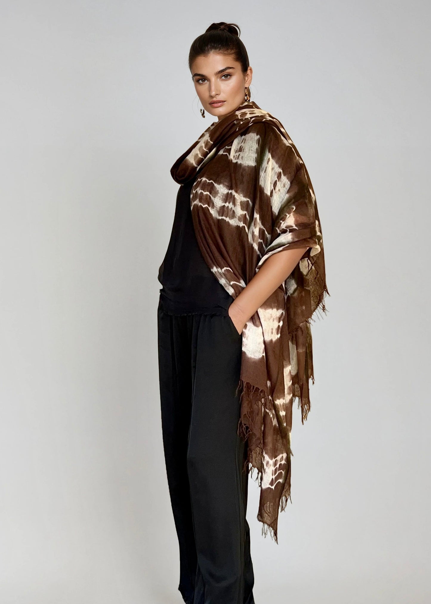 Earth Brown Forest Green | Hand Woven Cashmere Wrap| Limited Edition