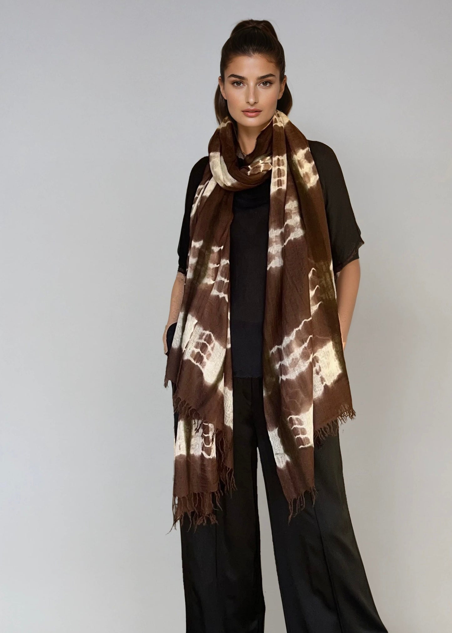 Earth Brown Forest Green | Hand Woven Cashmere Wrap| Limited Edition