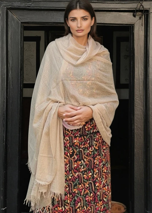 Premium Natural Cashmere Wrap - Handwoven Himalayan Luxury Scarf