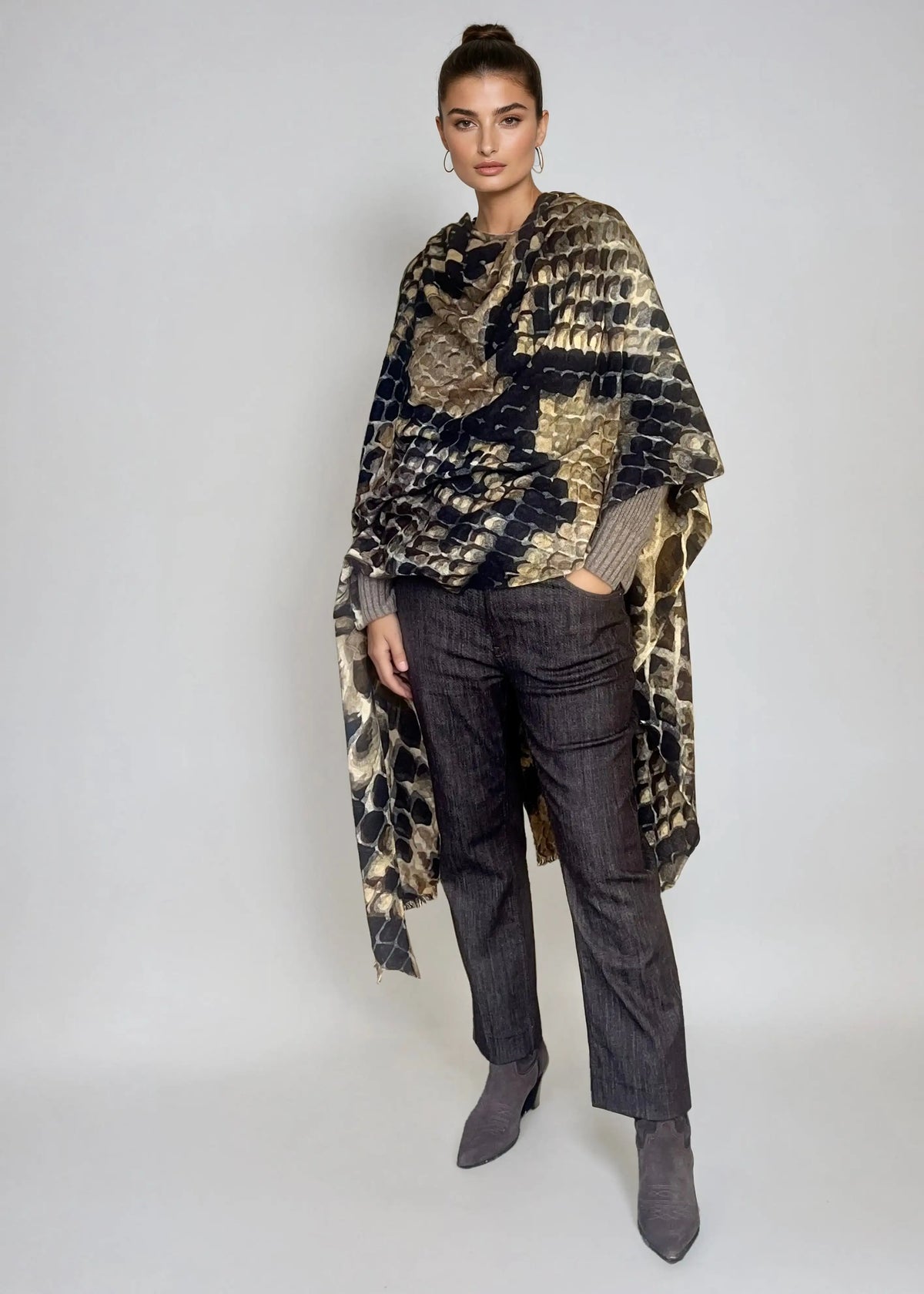 Premium Snake Print Travel Wrap - Designer Animal Print Luxury Cashmere