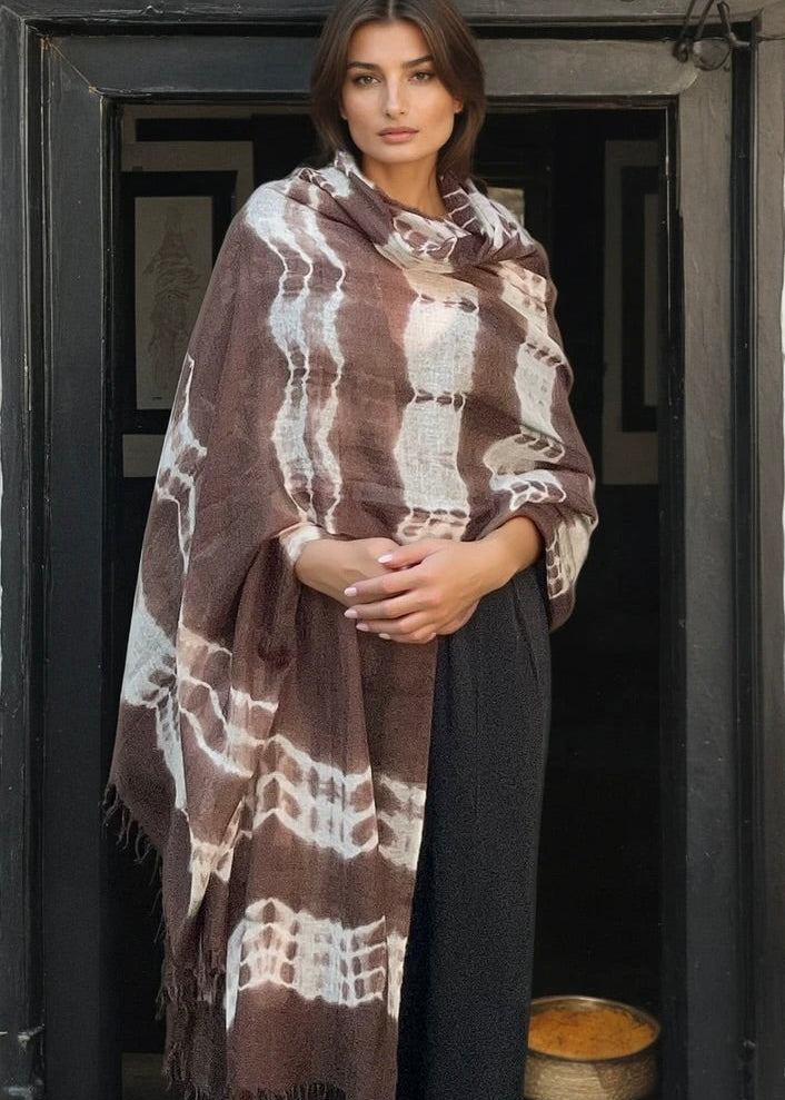 Hand Woven Cashmere Wrap - Earth Brown Forest Green | Cashmere Luxe