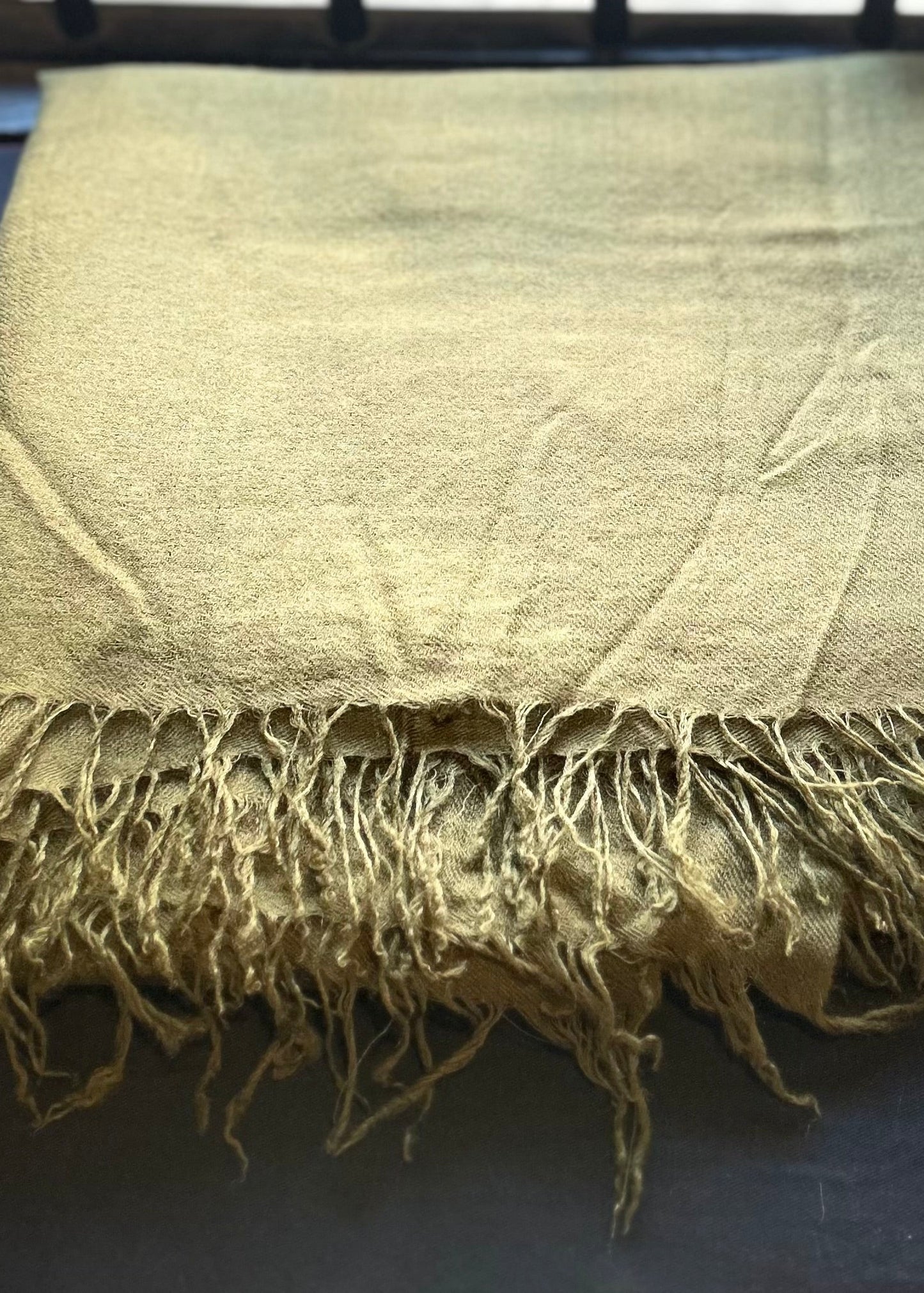 Olive Green Handloom Cashmere Wrap - Luxury Scarf | Cashmere Luxe